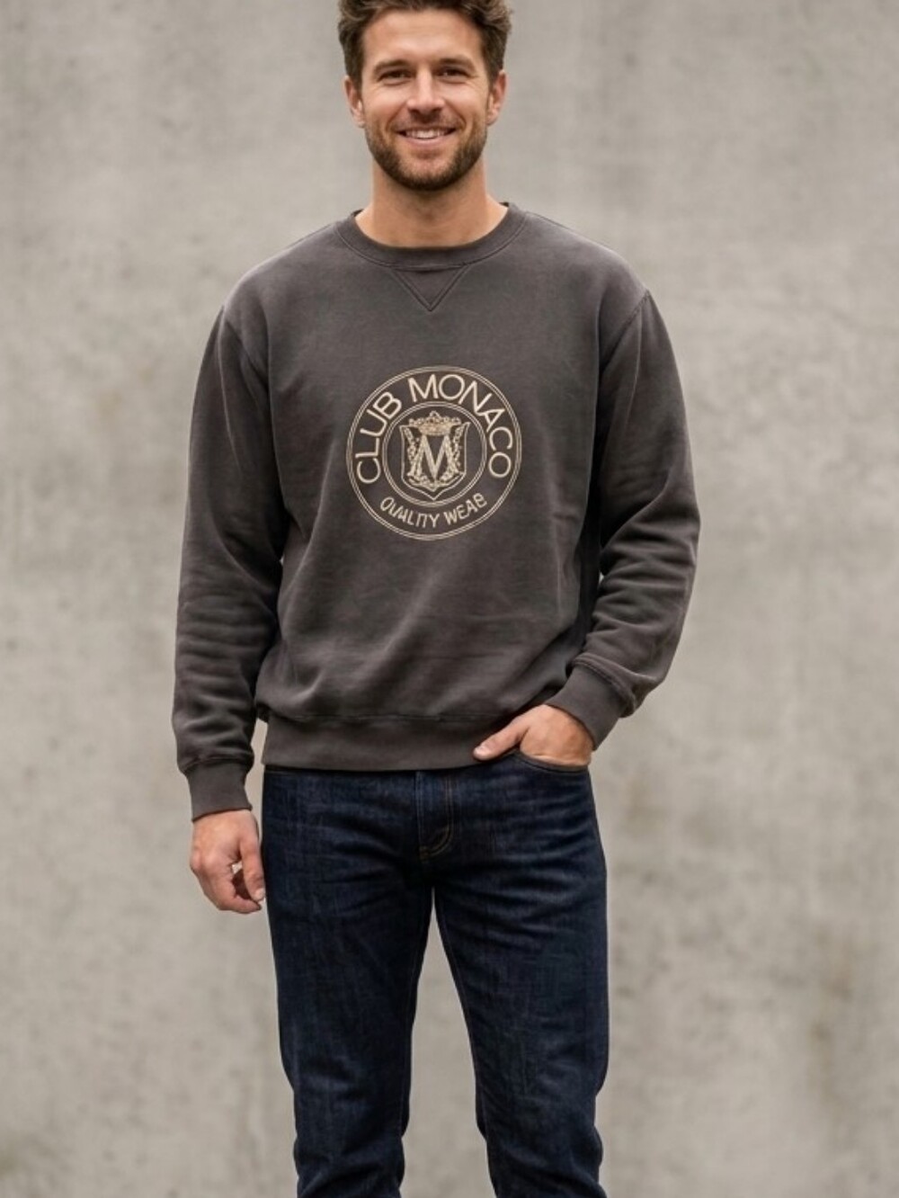 Vintage 90s Club Monaco Crest Logo Crewneck Sweatshirt Size XL